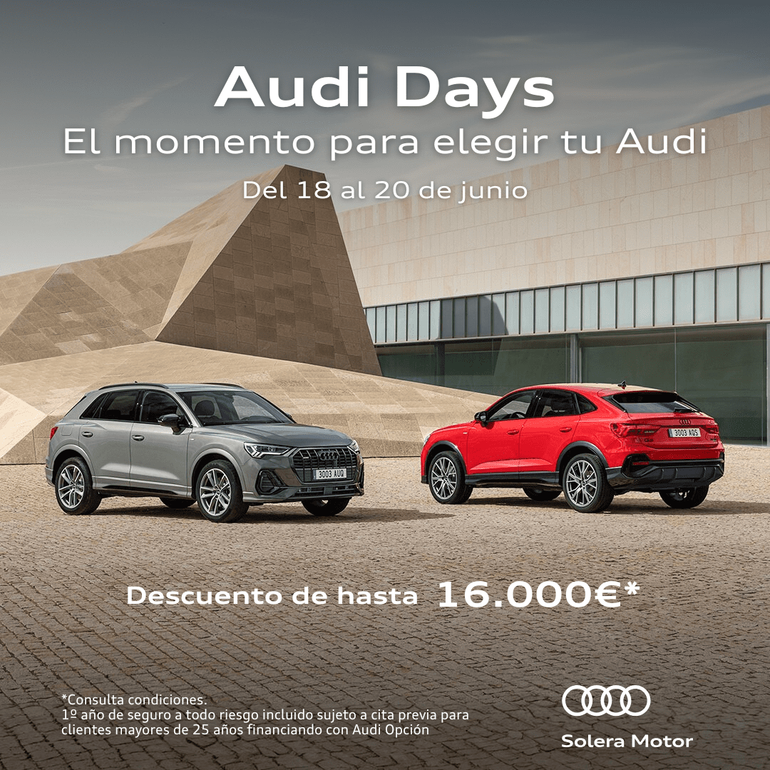 Del 18 al 20 de junio disfruta de descuentos de hasta 16.000€* en tu nuevo Audi.